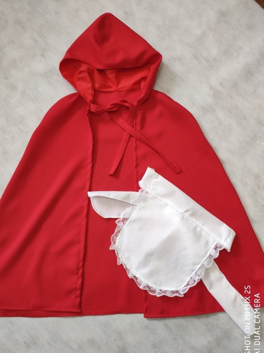 Disfraz Set Caperucita Roja Niña Capa Y Delantal 