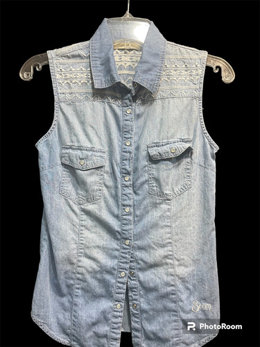 Camisa De Jean Sin Mangas Scombro