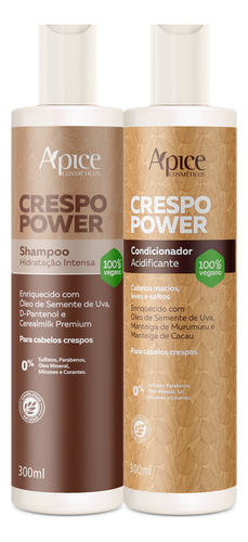 Kit Crespo Power Shampoo, Condicionador Ápice Cosméticos