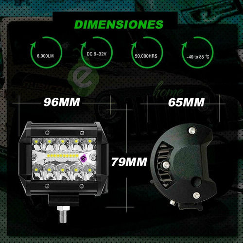 Faro Auxiliar 55w 20 Leds Cree Para Moto Con Luz Spot/flood