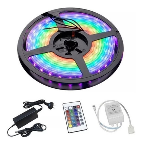 Tira De Led Rgb 2835 Iluminación Time Con Control Y Fuente