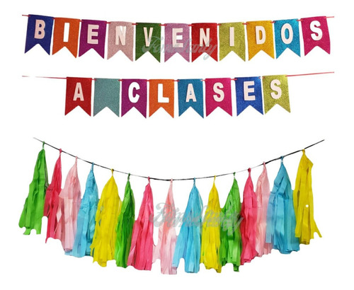 Letrero/banner Bienvenidos A Clases Fomi + Guirnalda