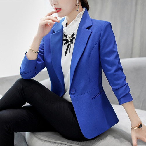 Blazer Mujer Moda Casual Color Sólido Manga Larga A