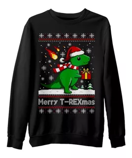 Sudadera Sueter Merry T-rexmas Ugly Sweater Navidad Unisex