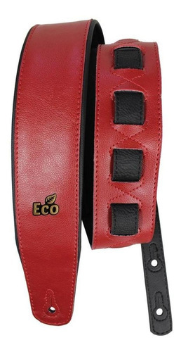 Correia Guitarra Violão Baixo Basso R Couro Vegano Vermelho