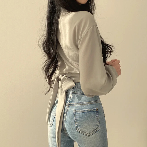 Blusa Vintage De Gasa Ajustada Con Cuello En V