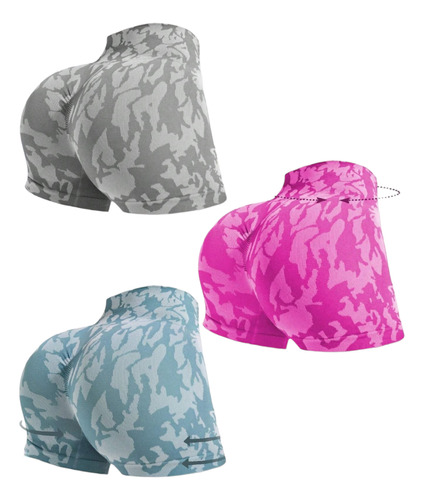 Kit Con 3 Short Deportivo Femenino Con Push-up