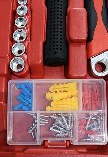 Set Herramientas Manuales 105 Pz Llave Martillo Pinzas Punta Color Naranja Oscuro