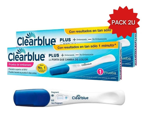 Test De Embarazo Clearblue Plus Pack 2 Pruebas Domicilio