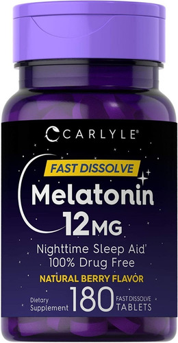 Melatonina 180 Tabletas Sabor Berry 12mg Maxima Potencia 