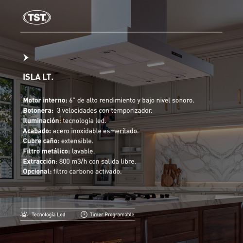 Campana Extractor Purificador Isla Lt 60cm - Tst