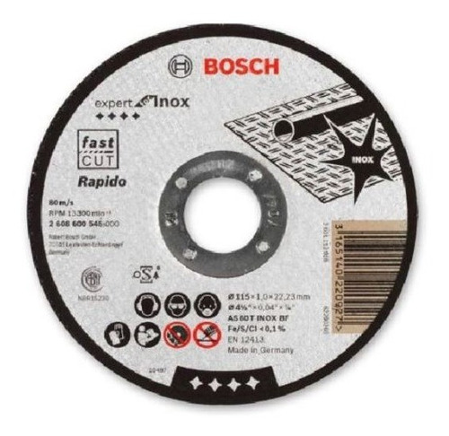 Pack-10  Discos Corte Bosch 4 1/2' 1mm - Expert For Inox