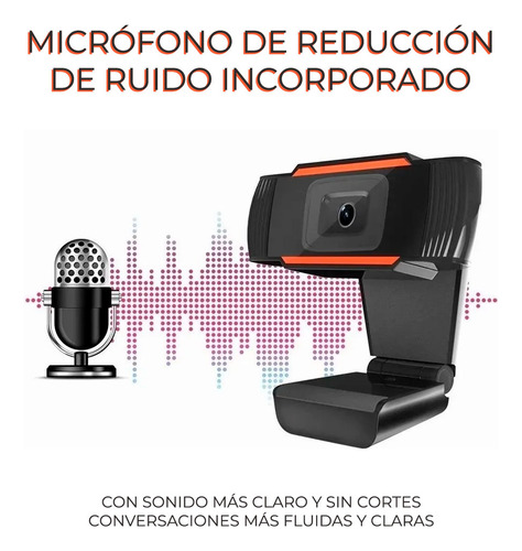 Camara Webcam Usb Para Computadora Pc Lap 480p Microfono Negro