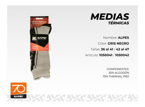 Imagen 2 de 3 de Medias Térmicas Alpes - Kamet Flex - Frio Nieve Invierno