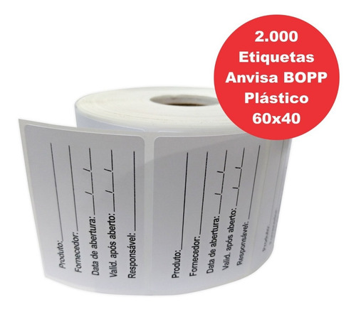 Imagem 5 de 5 de Etiqueta Anvisa 60x40 Bopp Plastico 2.000un A Prova De Agua Validade