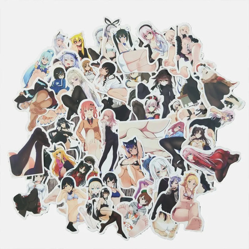 Stickers Anime Ecchi 50 Calcomanias Pvc Contra Agua Pies