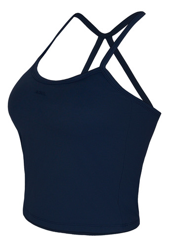 Top Deportivo Mujer Espalda Cruzada Crop Azul