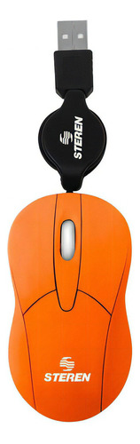 Mouse Usb Con Cable Retráctil Color Naranja | Com-5253na