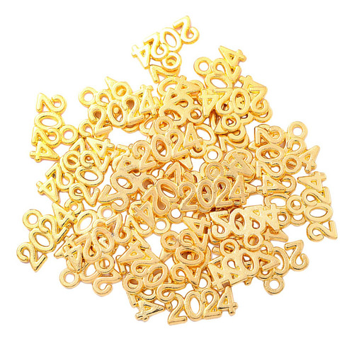 100 Piezas 2024 Dijes, Pulseras Collares Colgantes, Dorado