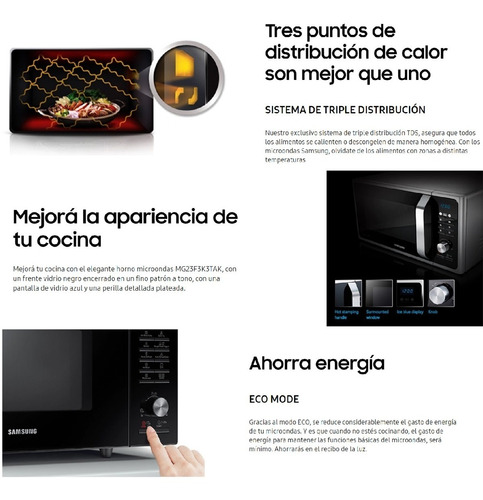 Imagen 5 de 7 de Microondas Con Grill Samsung Silver Mg23f3k3tas/bg