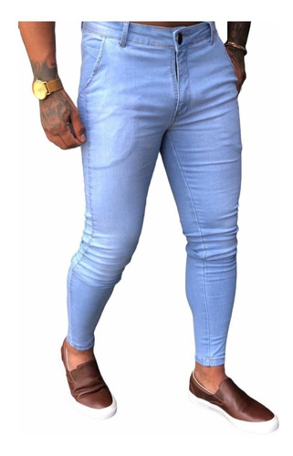 Imagem 2 de 3 de Calça Alfaiataria Jeans Skinny Masculina Social C/ Elastano