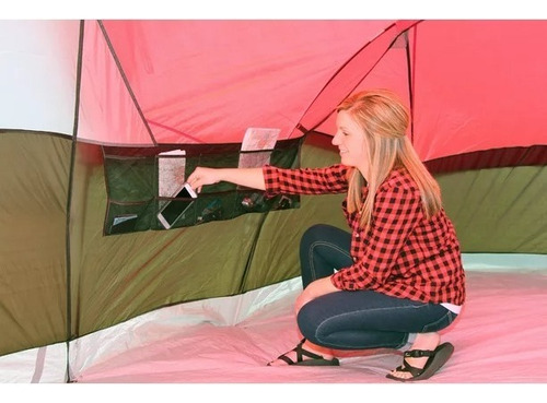 Casa De Campaña Ozark Tienda Acampar 10 Pers. 3 Cuartos Roja Color Rojo/negro