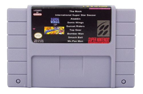 9 Em 1 Super Nintendo Snes Aladdin Top Gear Sonic Mask