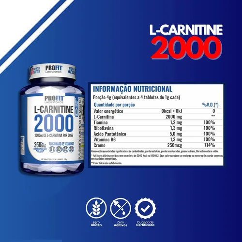 efeitos da l carnitina no organismo L-carnitina 2000 C/ Picolinato De Cromo 60 Tabs Sabor Sem sabor Reduced Liposomal GSH Bulk Savings:3 Pack B12 vitamin Store Vitamin