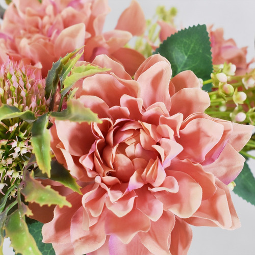 Bouquet De Dalias Flores Artificiales Finas Ramos De Flores Color Palo De Rosa