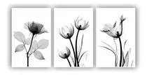 Comprar Quadro decorativo X4Adesivos Quadro kit quadros 3peças 60x40 flores cinza preto e branco x 1cm - preto