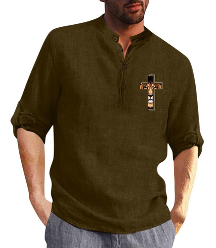 Hippie Beach Henley Shirt For Men Cottolinen Tee Shirts