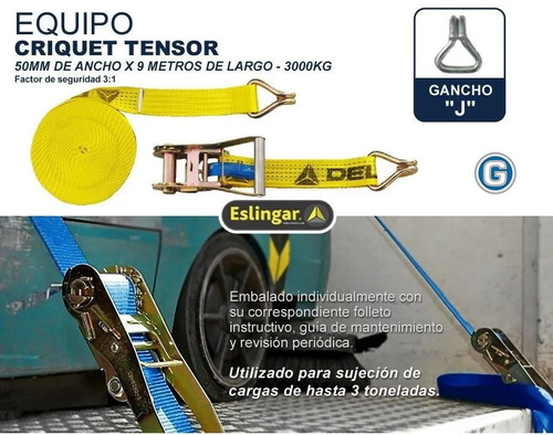Criquet Tensor Traca Traka Cinta Amarre Carga 5tn 50mm X 9mt