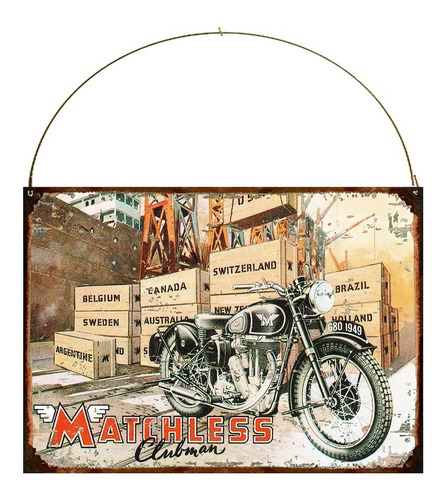 Cartel Chapa Publicidad Antigua 1949 Moto Matchless L258