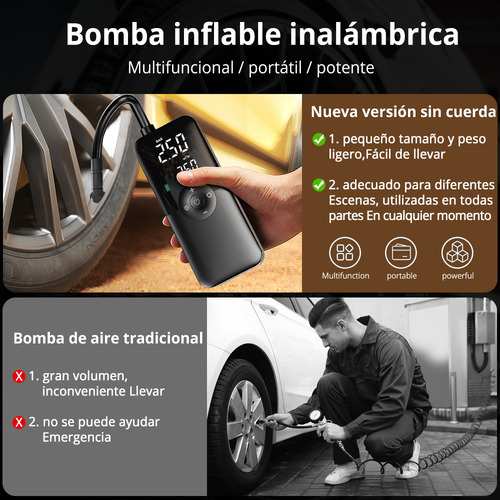 Compressor Portátil Para Pneu 30l Min Com Luz Led