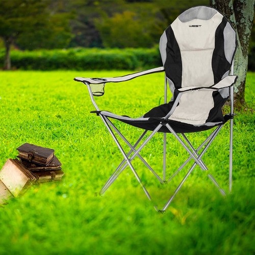 Silla Sillón Plegable Camping Playa Plegable Acolchado Bolso Negro