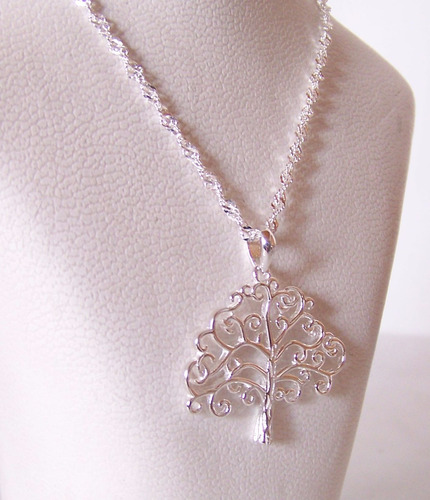 Imagen 4 de 8 de Conjunto Dije Arbol Vida Calado 24x27mm Plata 925 + Cadena