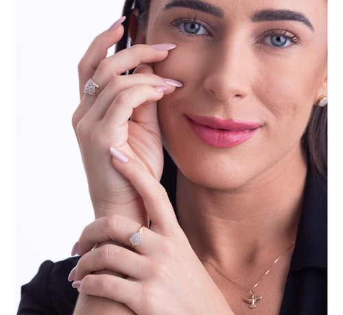 Anel Pavê Redondo Em Ouro 18k Com 37 Pontos De Diamante Aro