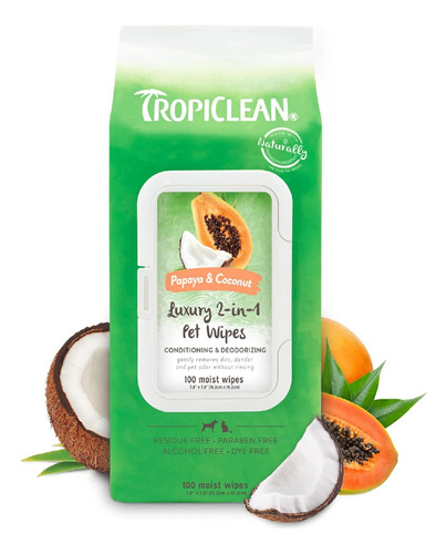 Tropiclean Toallitas Aroma A Papaya Para Gatos 100un