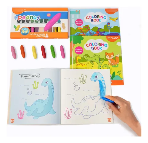 ZMLM Libros Para Colorear Con Crayones – Set De 24 Libros Y 24 Lápices De 8 Colores, 12 Temas Divertidos, Ideal Para Regalos De Cumpleaños Y Actividades Infantiles De 3 A 9 Años