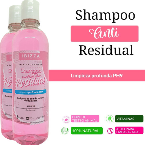 Imagen 2 de 2 de Shampoo Antiresidual 100% Orgánico Tintura- Alisado- Masaje