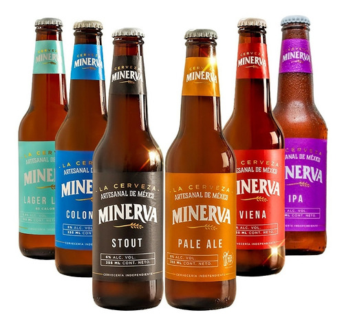Six Pack Cerveza Artesanal Minerva Surtido 355ml C/u