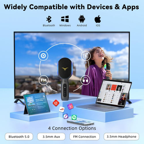 Sondtuo Wireless Bluetooth Karaoke Micrófono, Micrófono Port