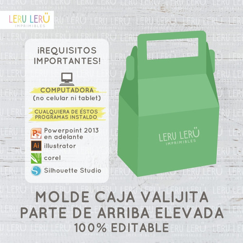 Kit Imprimible Molde Valijita Arriba Elevado (editable)