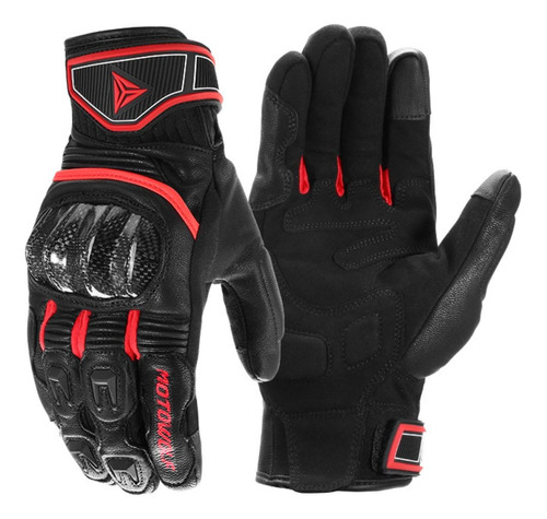 Guantes De Cuero  Negros Táctiles Deportivos Motowolf 0335