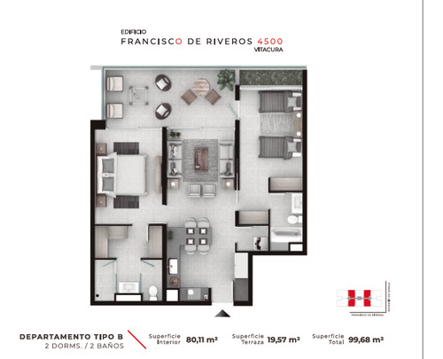 Nuevo Sin Comisión 2 Dorm. 2 Baños Vitacura/jardín Del Este.