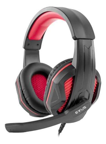 Fone Ouvido Headset Gamer Microfone P2 Supreme F-02 Evus Cor Preto e Vermelho
