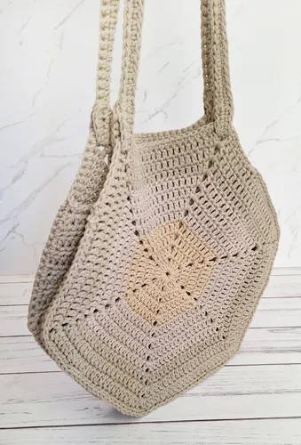 Bolso Hexagonal Tejido A Crochet En Hilo De Algodón