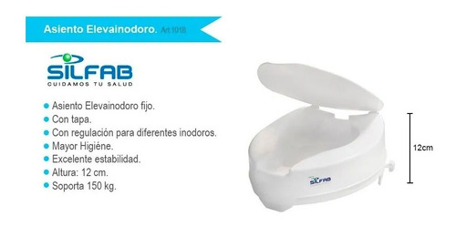 Elevador Inodoro Plastico Con Fijacion Y Tapa