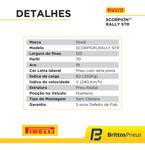 Pneu Moto Pirelli Aro 19 Scorpion Rally Str 120/70 R19 60v