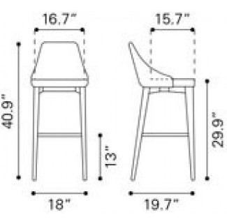 Imagen 7 de 10 de Banco Para Bar Modelo Moor - Gris Obscuro Këssa Muebles